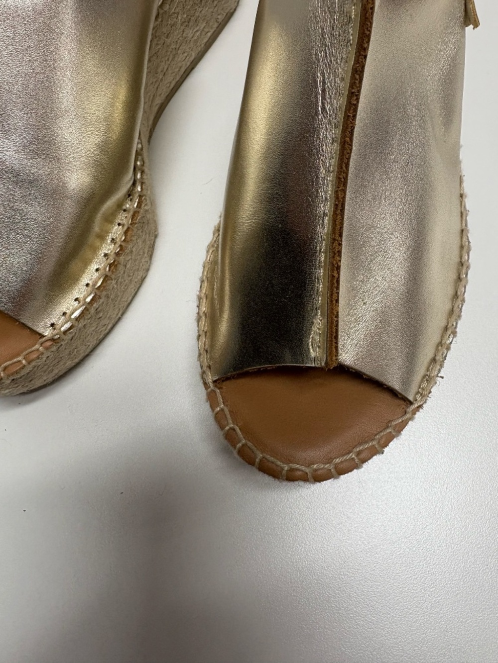 Toni Pons Ivonne Espadrille Platinum With Gold Leather Uppers - Size 39 - NEW. - Picture 12 of 12